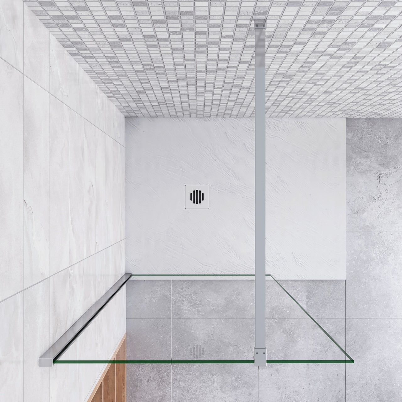 Walk In Parete per Doccia Vetro Temperato 8mm Anticalcare Trasparente inclusa Barra Stabilizzatrice da 90 cm Tagliabile 90x190cm - 3