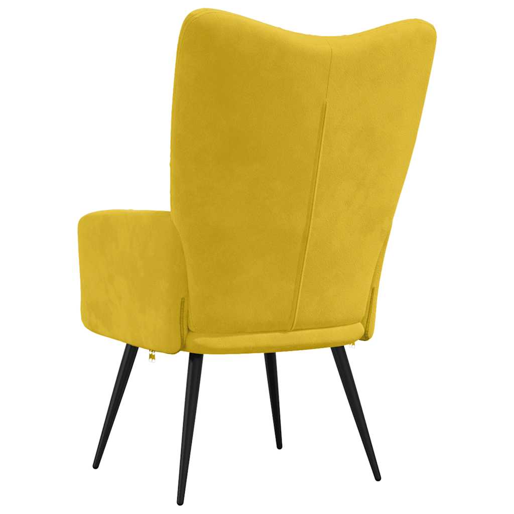 vidaXL Chaise de relaxation Jaune moutarde Velours - 4