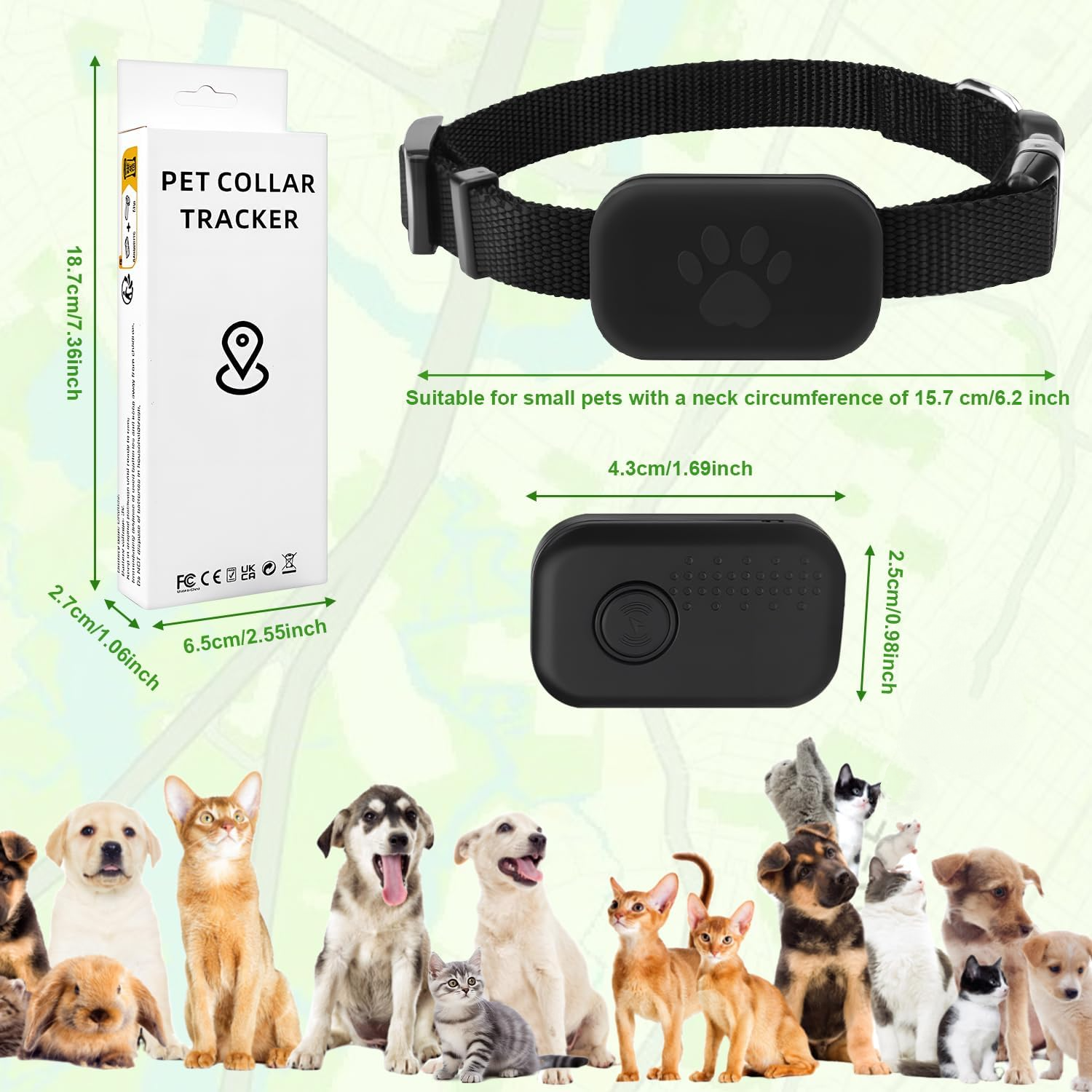 Traceur GPS Miniature Pour Chat Et Chien – Sans Abonnement – Suivi Mondial – Compatible IOS/Android – Étanche IP67