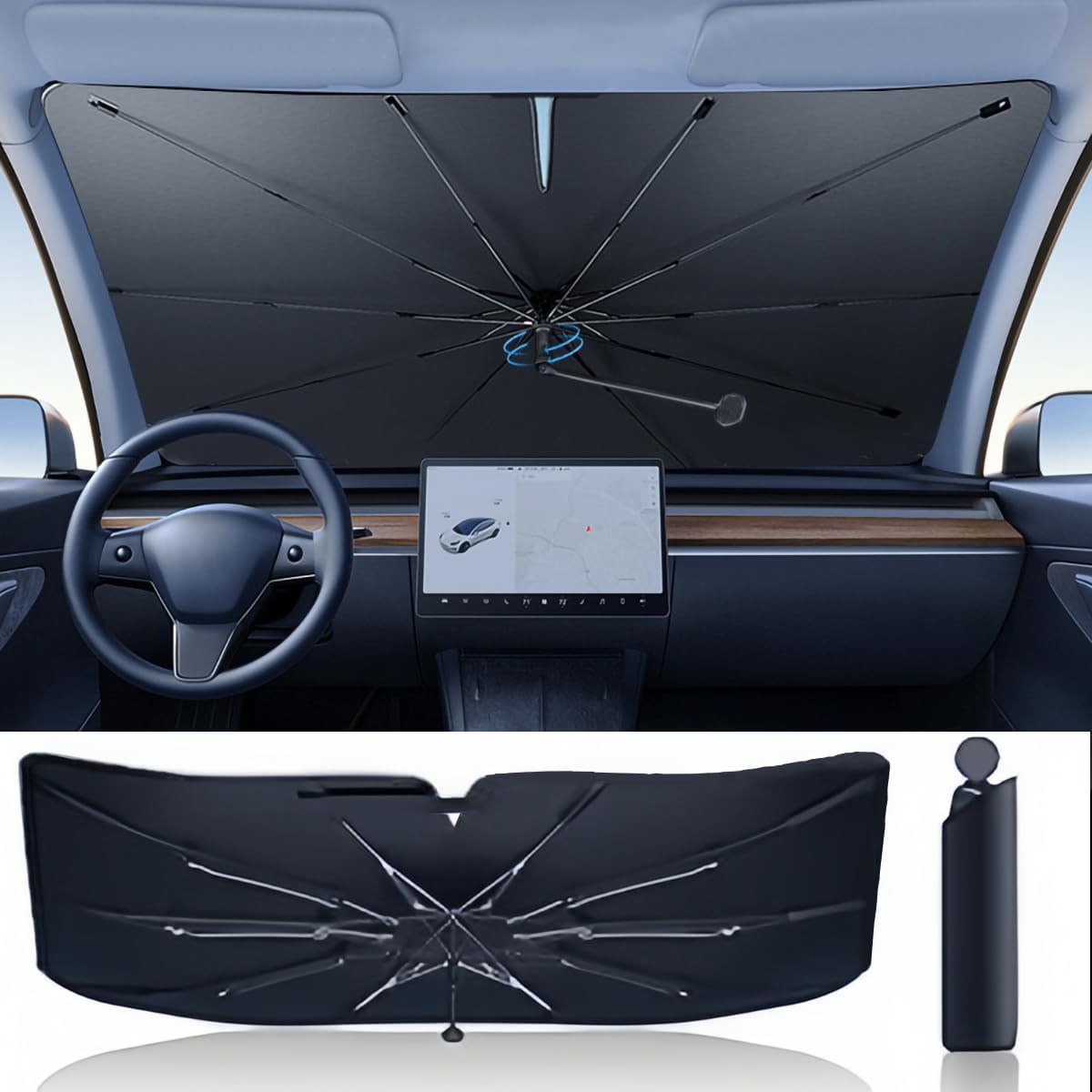 LUWU Pare-soleil de voiture compatible avec Citroën C5 Aircross 2018-2024 2025 Pare-brise Protection UV Parasol de voiture Pare-soleil Parapluie C5 Aircross Hybrid Accessoires