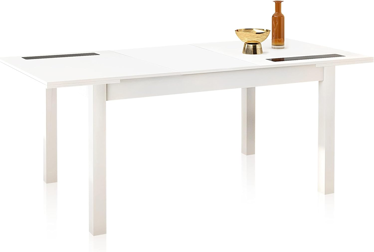 Mesa de Jantar Extensível, Acabamento em Branco, Medidas: 140-180 cm (Comprimento) x 90 cm (Largura) x 75 cm (Altura)