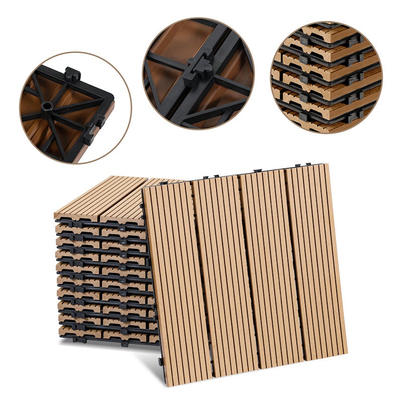 Zestaw 22 płytek tarasowych do układania w systemie „interlock” – format 30 x 30 cm, do stosowania na zewnątrz