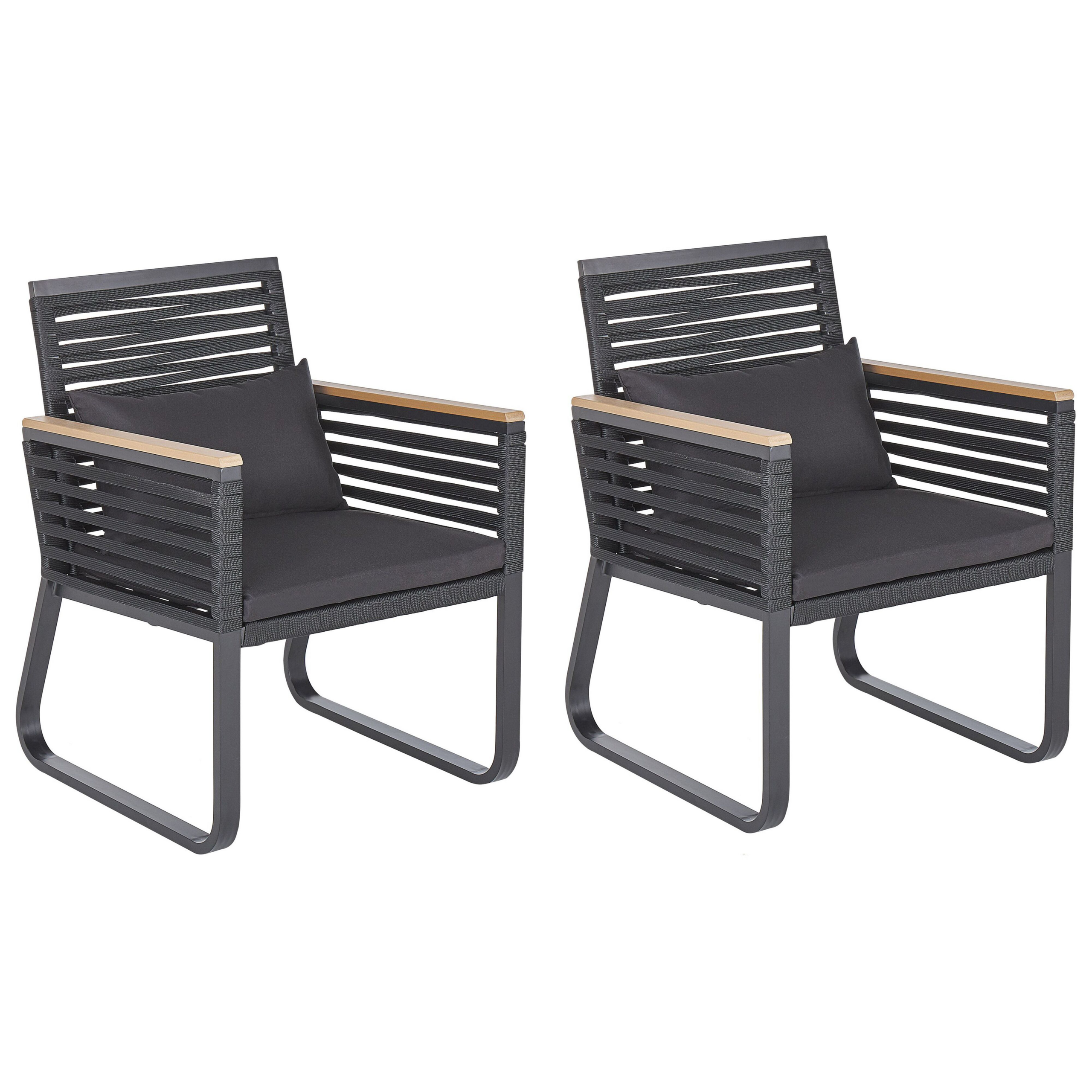 2 Chaises De Jardin Pliantes En Métal - Noir - Pour Balcon, Terrasse, Patio - Faciles à Ranger Et à Déplacer