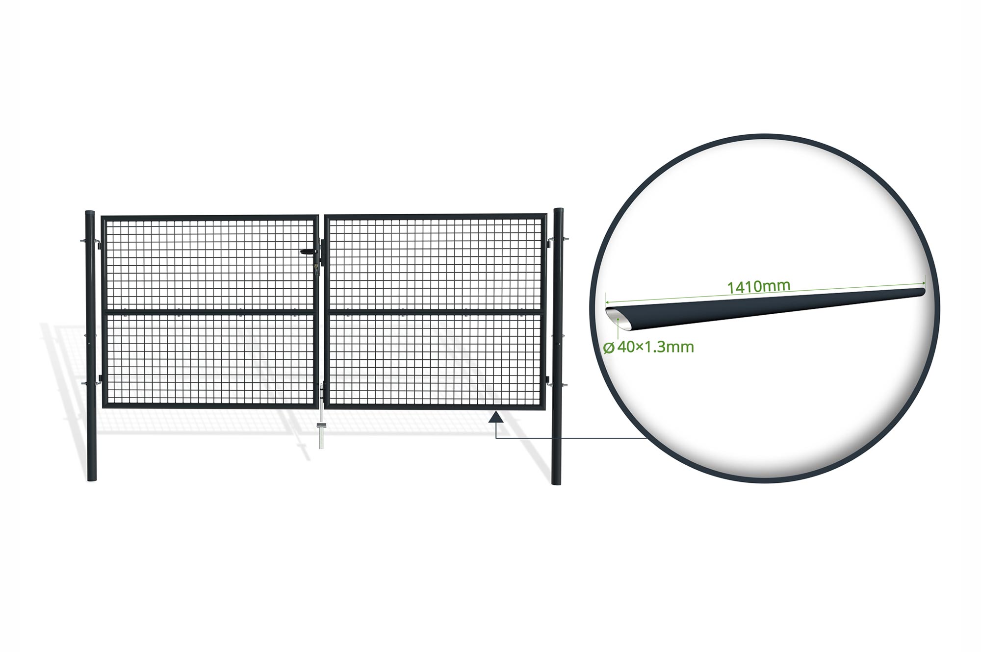 Portail battant grillagé 3m OLGA H.130cm Gris - 9