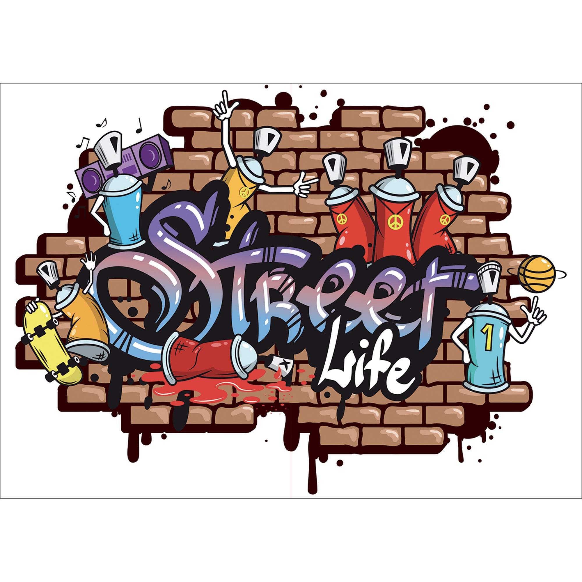 Nikima Adesivo Murale Graffiti Per Camera Ragazzi – 100x50 Cm, Blu E Grigio, Fatto In Germania