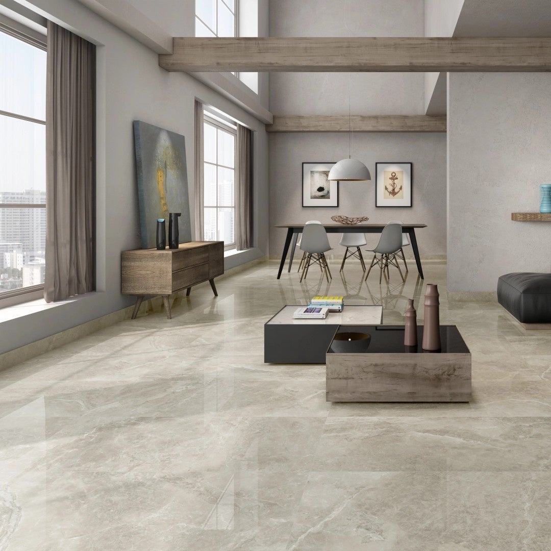 Carrelage Espagnol Effet Pierre ANTIBES SABLE Poli 60x120 - Maison du ...
