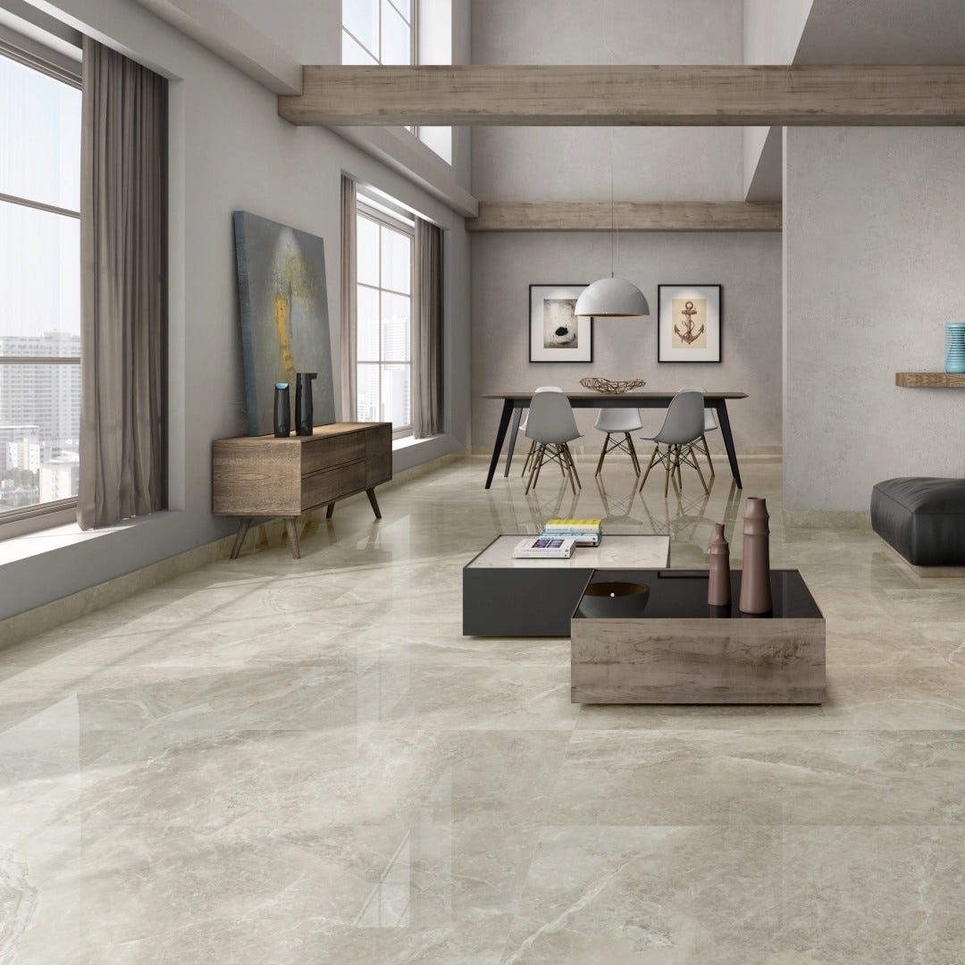 Carrelage Espagnol Effet Pierre ANTIBES SABLE Poli 60x120 - Maison du ...