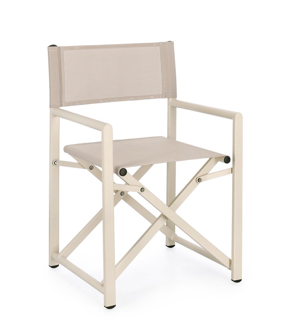 Składany fotel reżyserski „TAYLOR” wykonany z aluminium i tekstylenu.