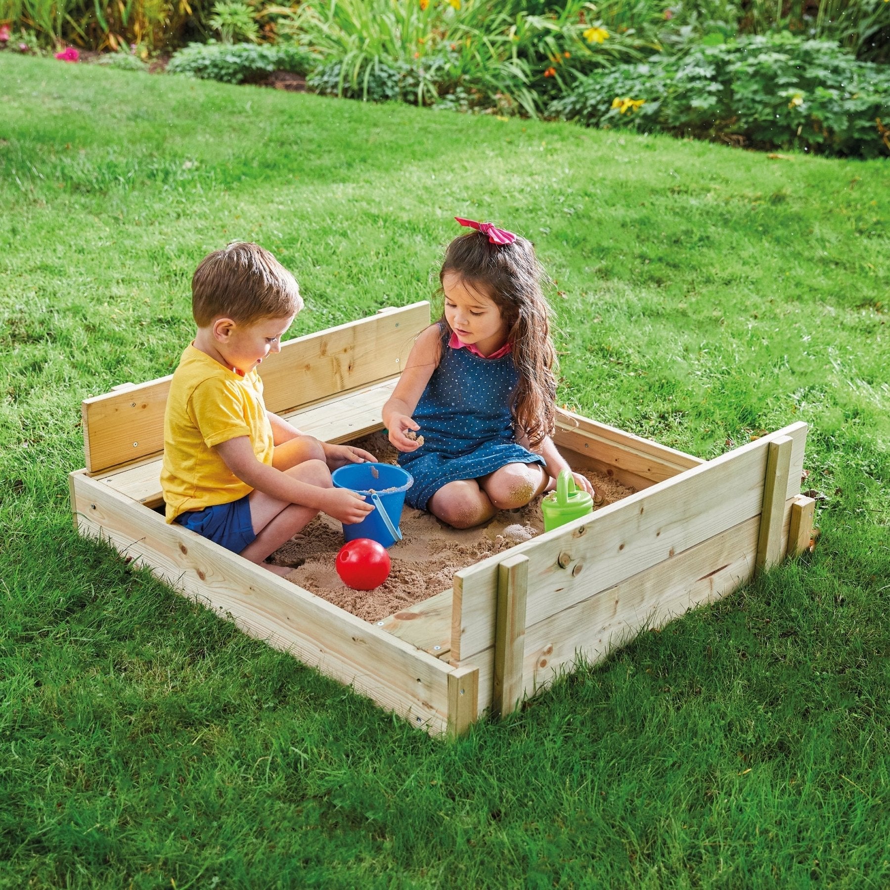 Bac à sable bois FSC® avec bancs intégrés - 2