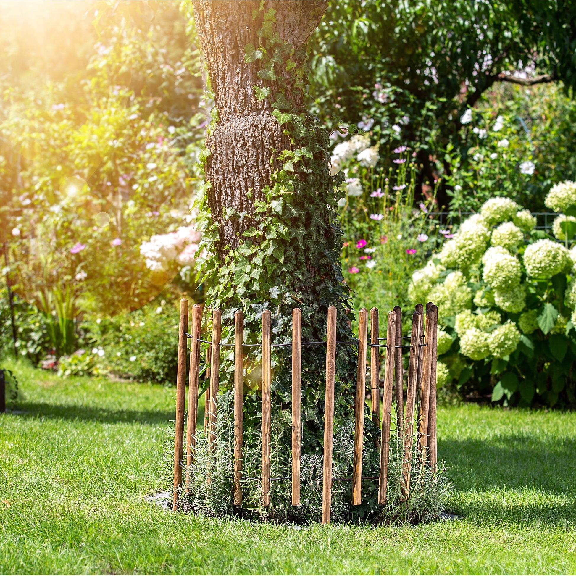Bordo per palizzata da giardino KADAX 230 cm, recinzione per prato in legno, marrone - 2