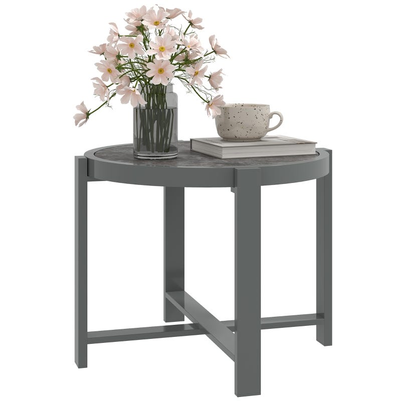 Table d'appoint de jardin ronde en aluminium résistant aux intempéries ...