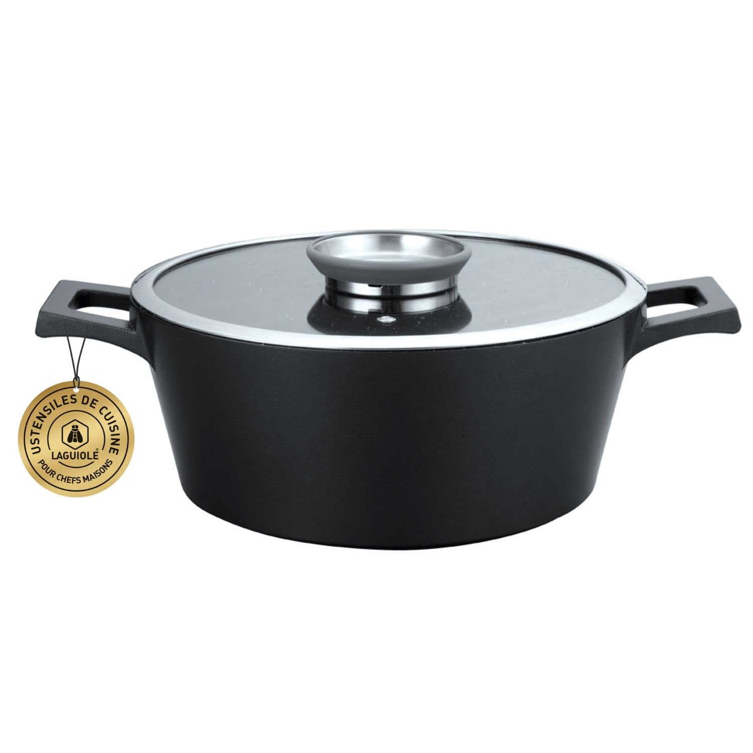 LAGUIOLE Set 3 Padelle Antiaderenti 16/18/20 Cm Con Manico Rimovibile E Coperchi, Adatte A Induzione, Rivestimento Greblon C2+