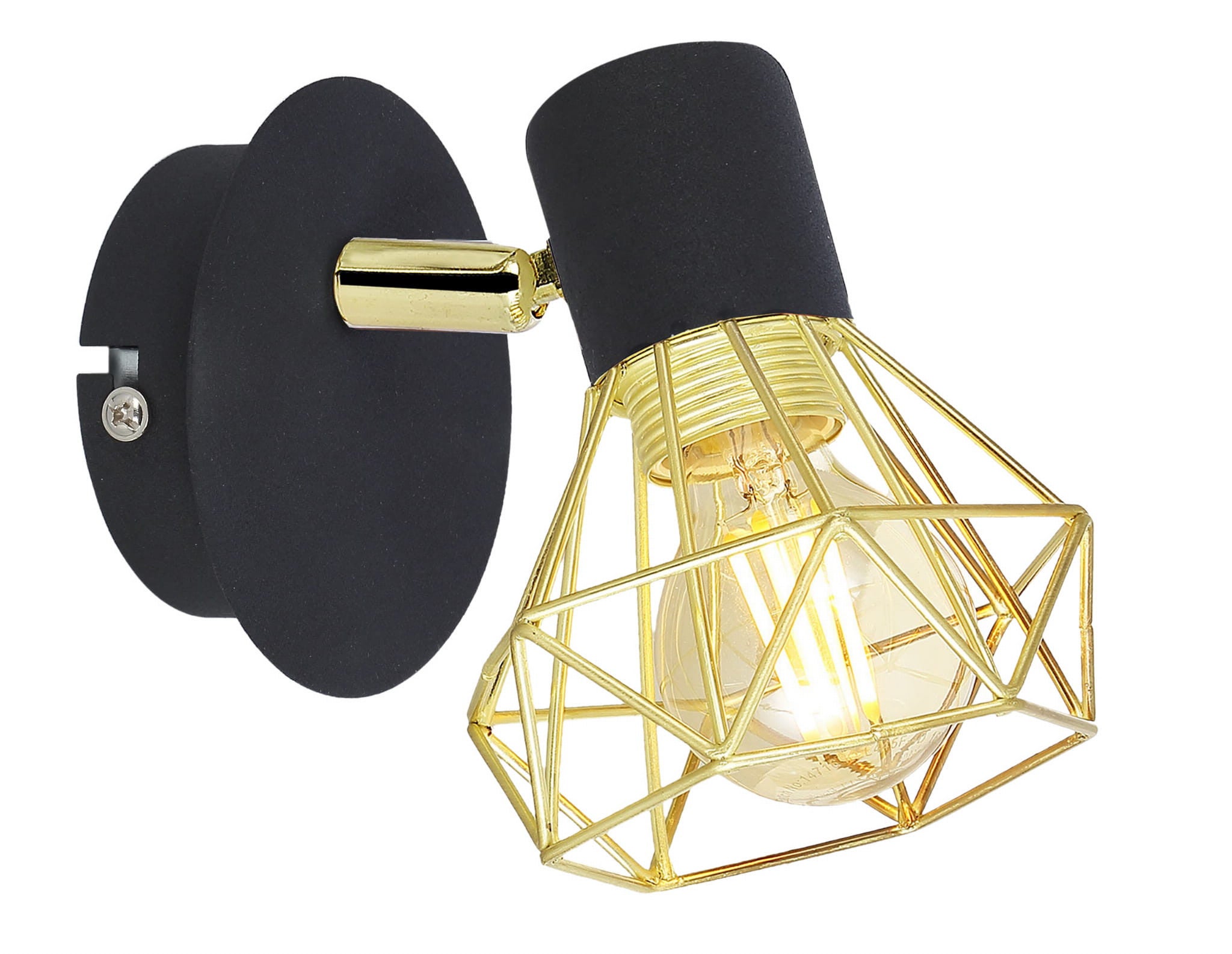 Kinkiet ścienny Verve czarny-mosiądz-złoty 1xE14x40W wym: 12 x 15 x 9 cm metal IP20 Candellux