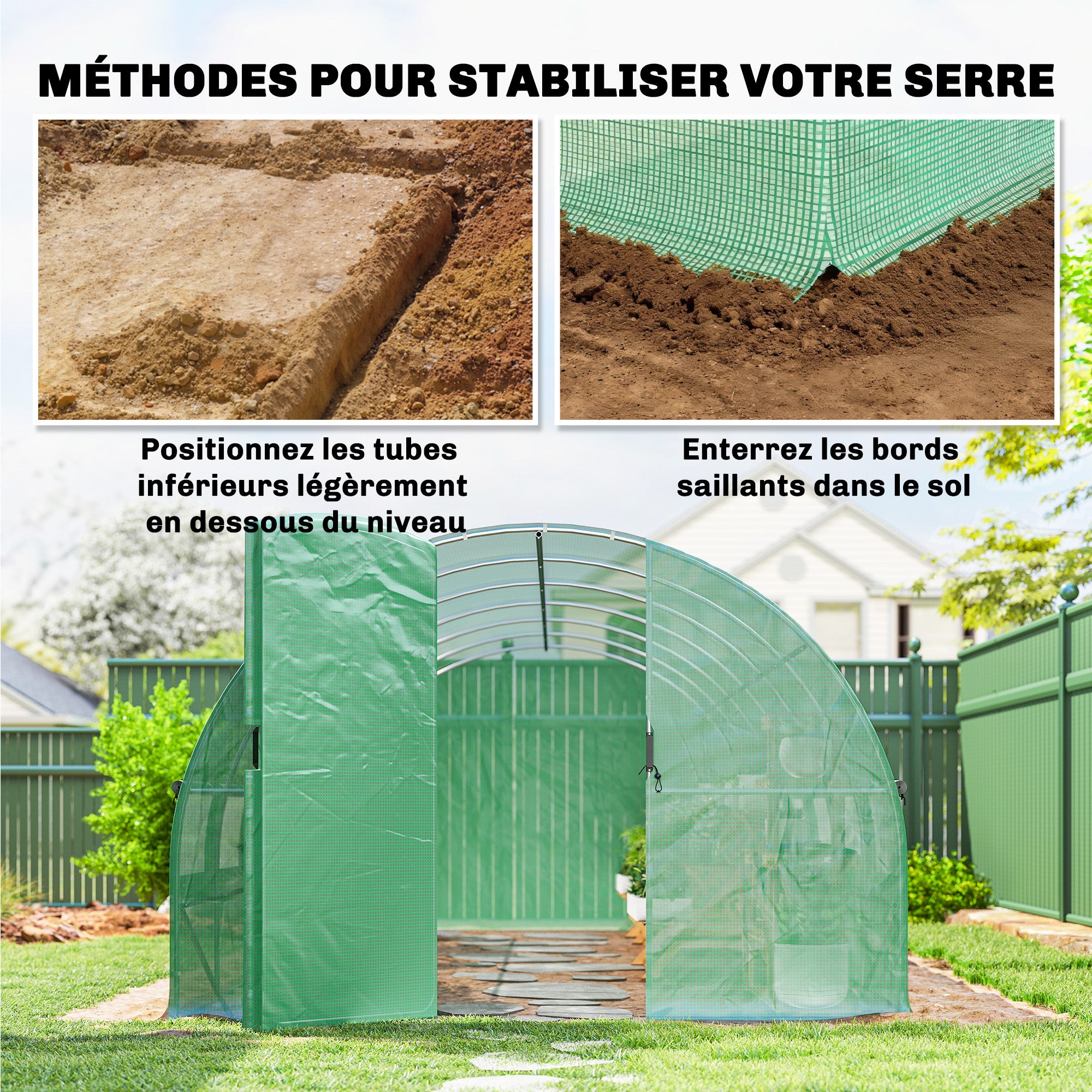 Serre tunnel de jardin PE Outsunny - 8