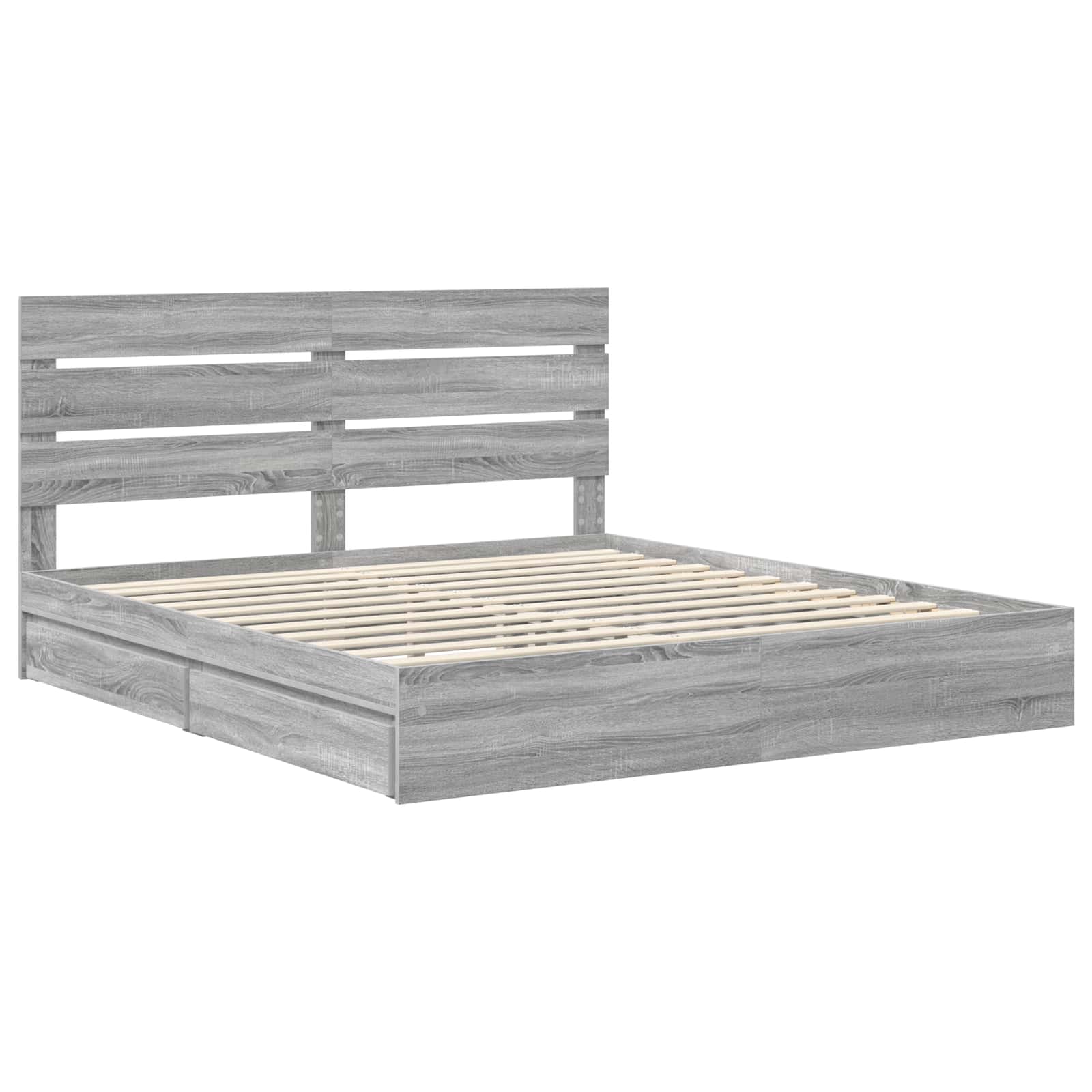 Lit avec rangement, panneau de bois, gris, pour la chambre, 180 × 200 cm - 4