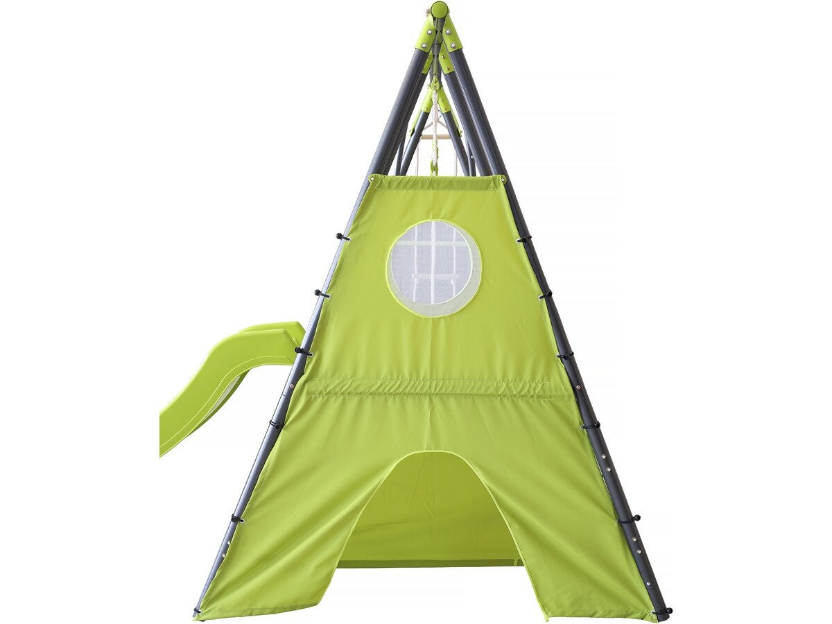 Portique de jeu métal avec toboggan 
