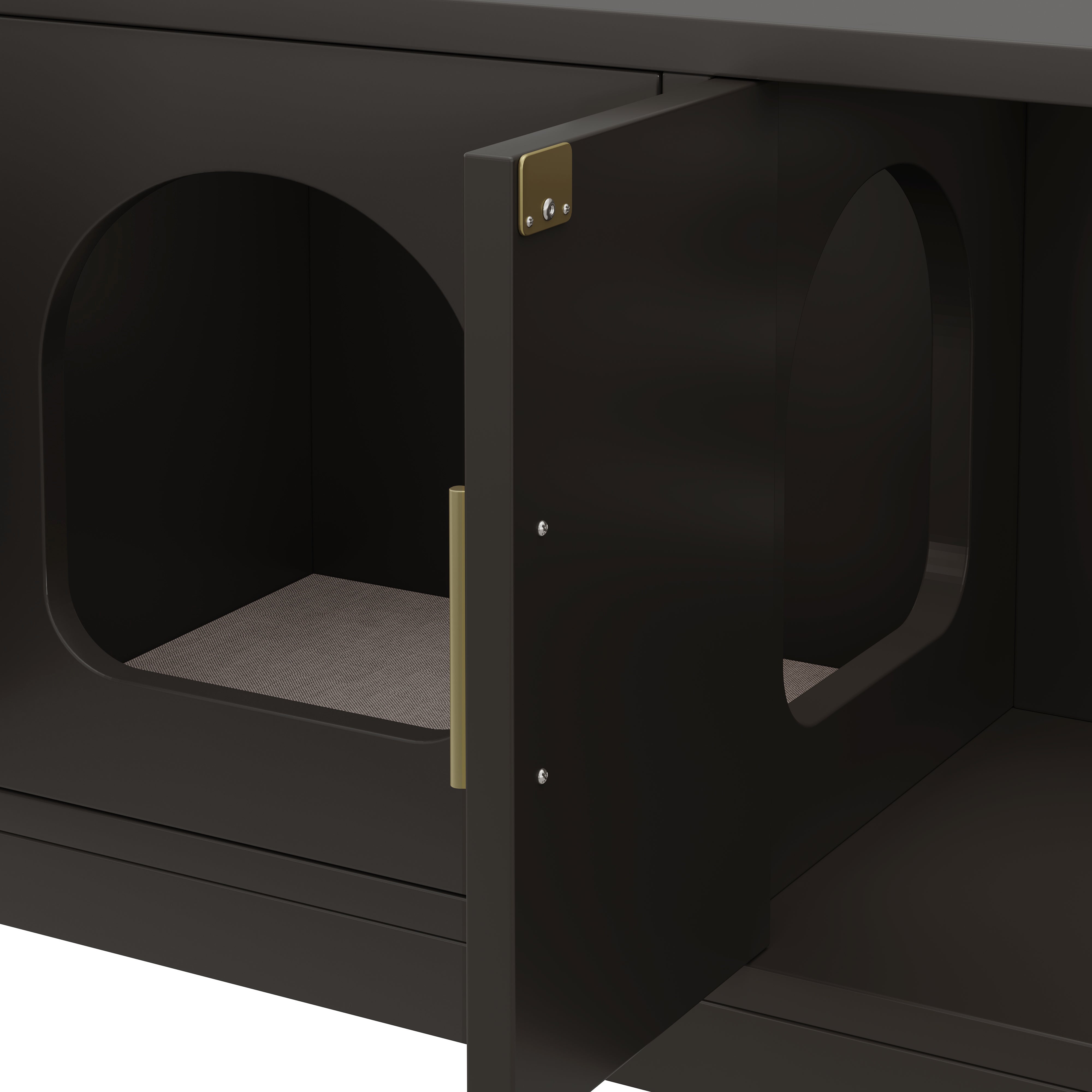 Armário para sapatos/caixa de areia para gatos - 140x40x45,5 cm - Com arranhador e ventilação - Luzes ajustáveis ​​​​- Preto - 5