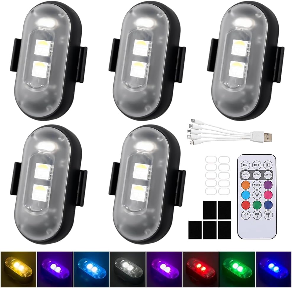 8 Pièces LED sans Fil Voiture, LED pour Stroboscope Voiture sans Fil, 8 Couleurs Strobe Drone Light étanche avec Télécommande, pour Motos Voitures Rc | Leroy Merlin