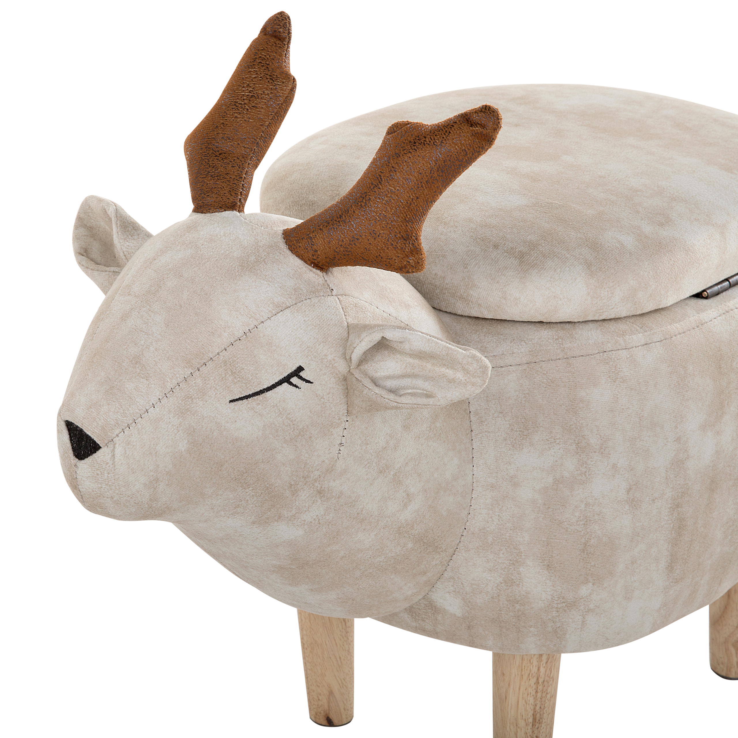 Pouf animaletto contenitore REINDEER Tessuto Beige - 7