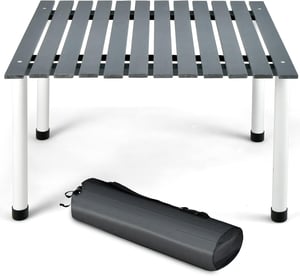 Table de Camping Pliable en Bois, Table Pique-nique Enroulable avec Sac de Transport, Charge 50KG, 69x69x42CM, Gris