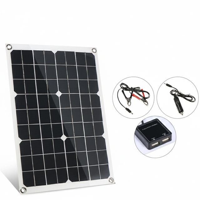 Painel solar flexível portátil 20W painel simples com cabo