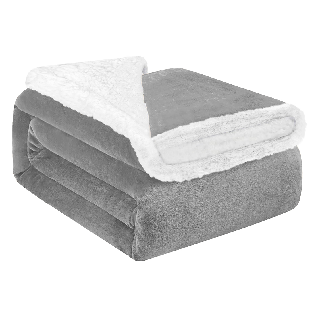 Acomoda textil – manta de sedalina con borreguito extra suave para invierno. manta cálida, ligera y transpirable para cama. (gris, 160x200 cm)