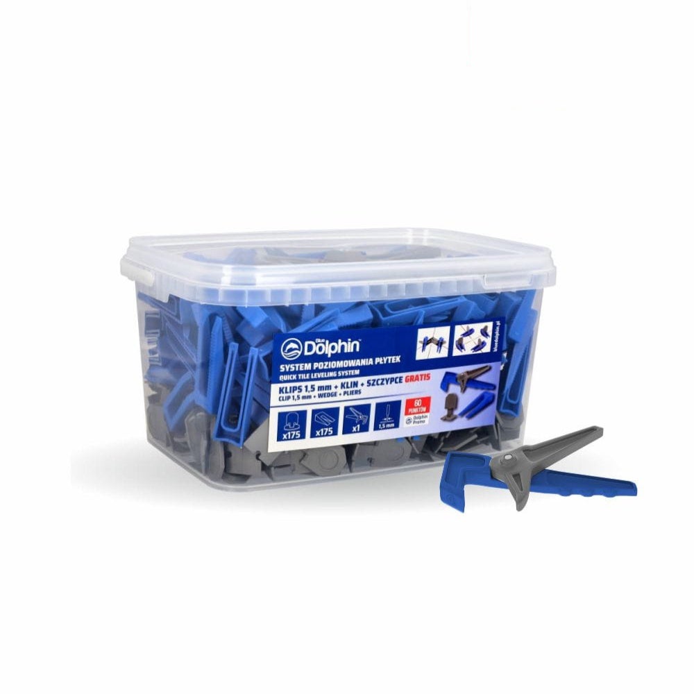 SSP MIX SZARY, Blue Dolphin, 1,5mm, 175 KLINÓW + 175 KLIPSÓW + SZCZYPCE gratis