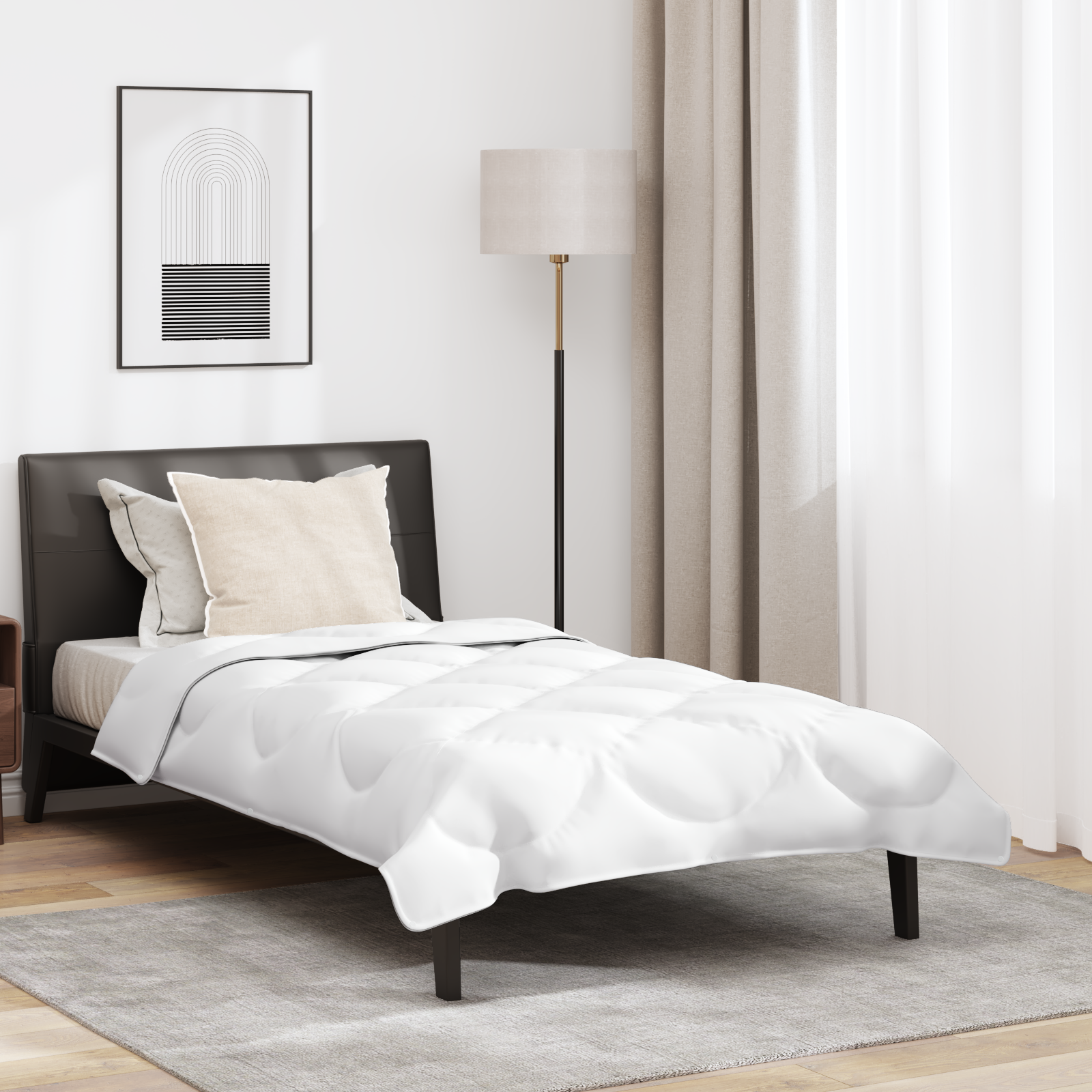 Duvet 2-en-1 avec oreiller 2 pcs | Couette Blanc 155 x 200 cm Microfibre - 2