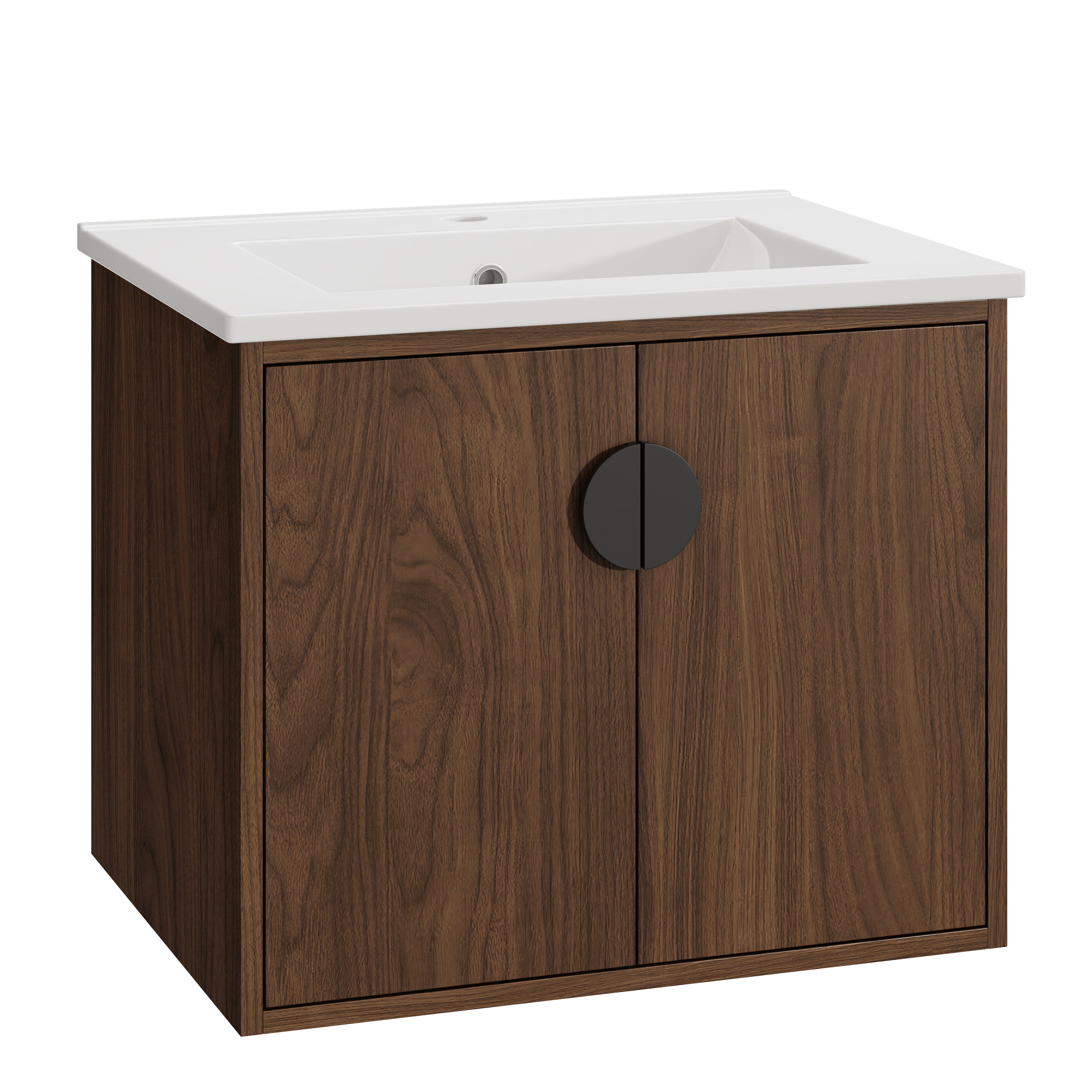 61 cm Meuble sous vasque avec vasque à encastrer - Ensemble de meubles de salle de bain 2 pièces avec vasque et meuble sous-vasque HOROW - 2