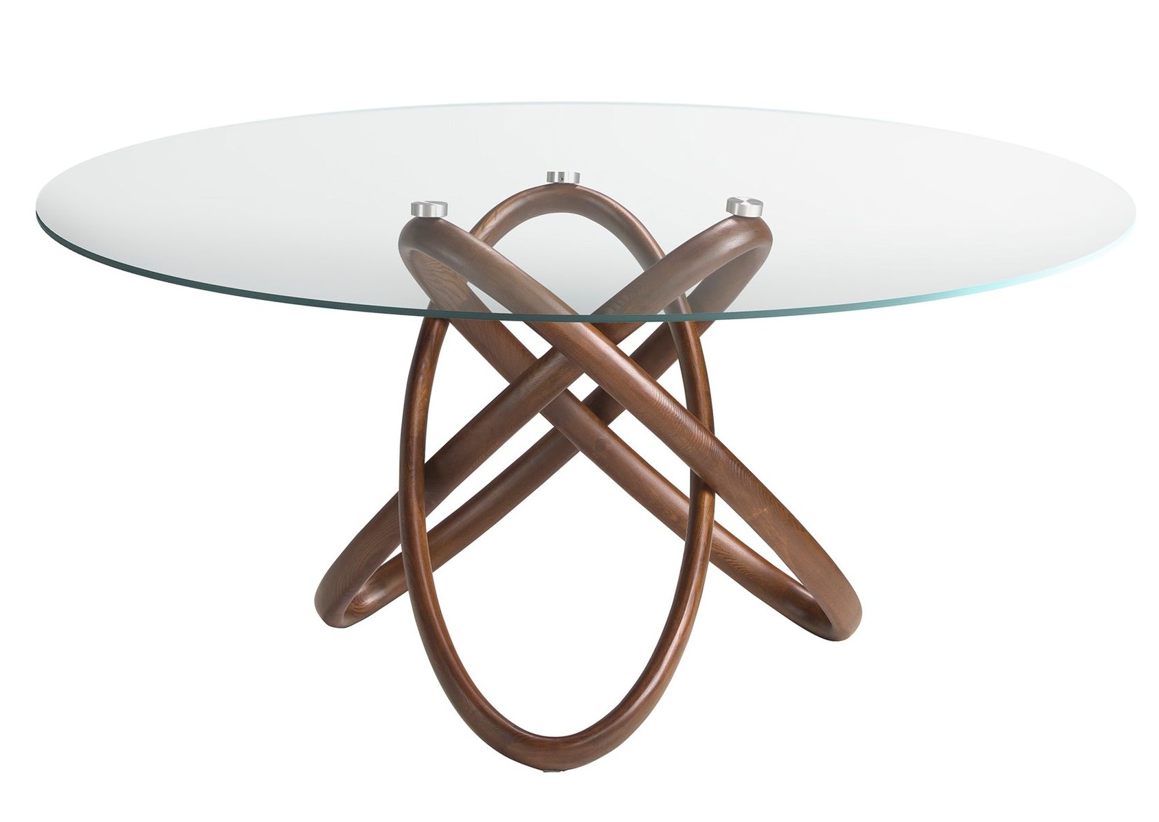 Table à manger ronde Artista - Noyer et verre transparent-Diamètre 150 ...