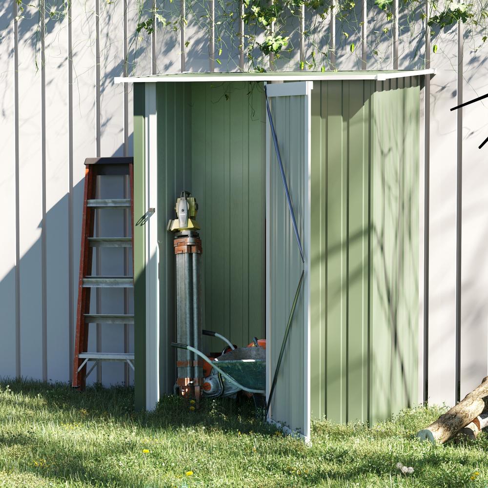 Abri de jardin en métal vert 142x84x189 cm, avec porte, résistant au vent et à la pluie - 2