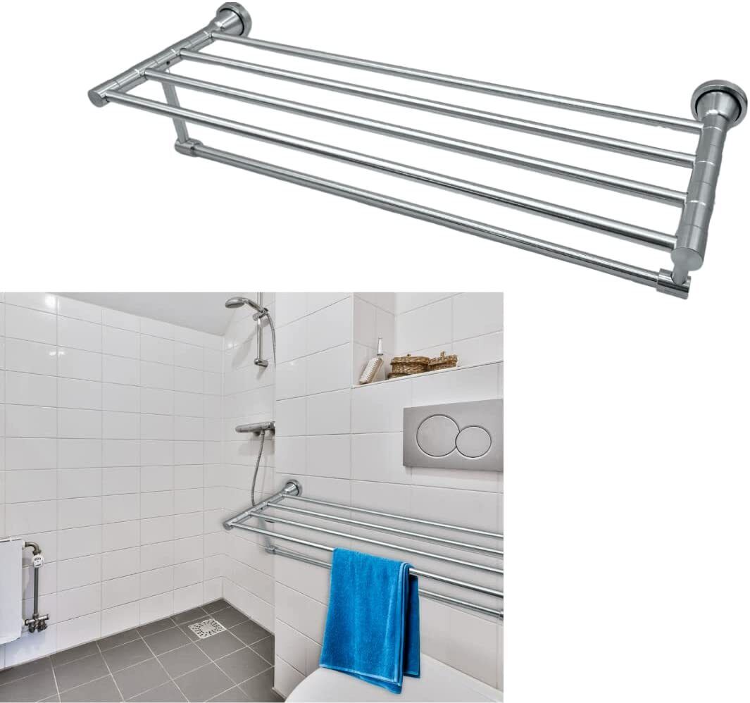 Stendibiancheria Pieghevole A 4 Ripiani In Acciaio Inox - Per Interno Ed Esterno, Design Compatto, Colore Grigio