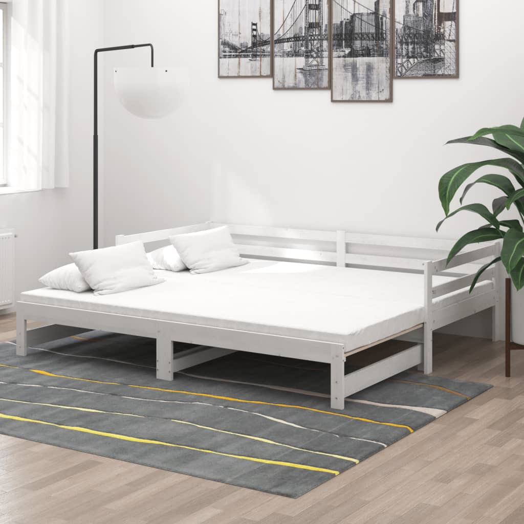 Łóżko wysuwane, 2 x (90x200) cm, białe, lite drewno sosnowe vidaXL
