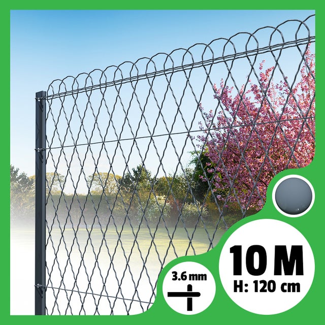 Bordure parisienne ronde longueur 10m - Gris Anthracite, 120cm, 3.6mm