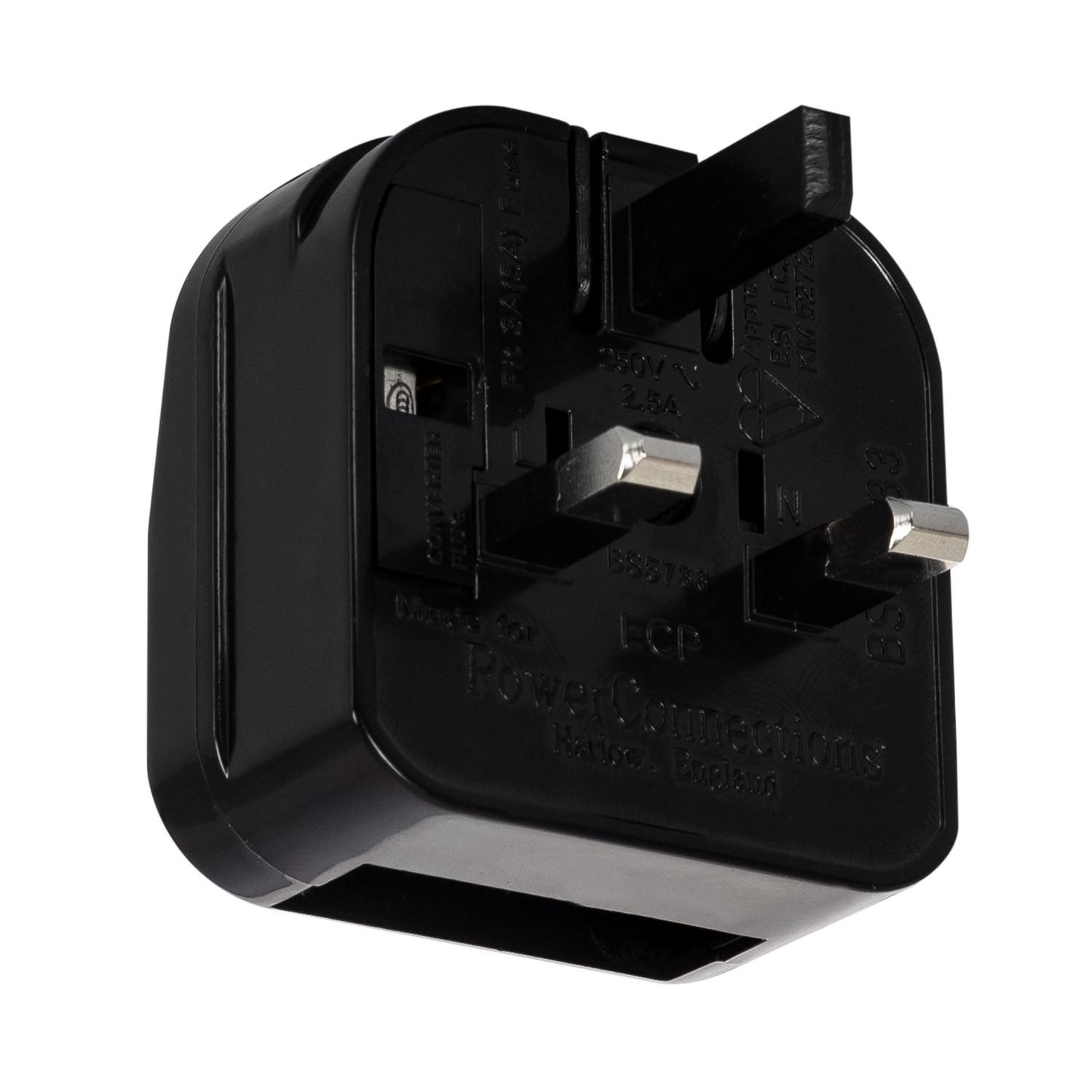 Adaptateur Prise Type C Tête Plate avec Câble Droit à Prise Type G (UK) Noir Leroy Merlin