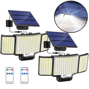 Lot De 2 Lampes Solaires Extérieures En Métal étanches IP65 - 3 Modes D'éclairage + Détecteur De Mouvement - Pour Portail, Clôture, Jardin