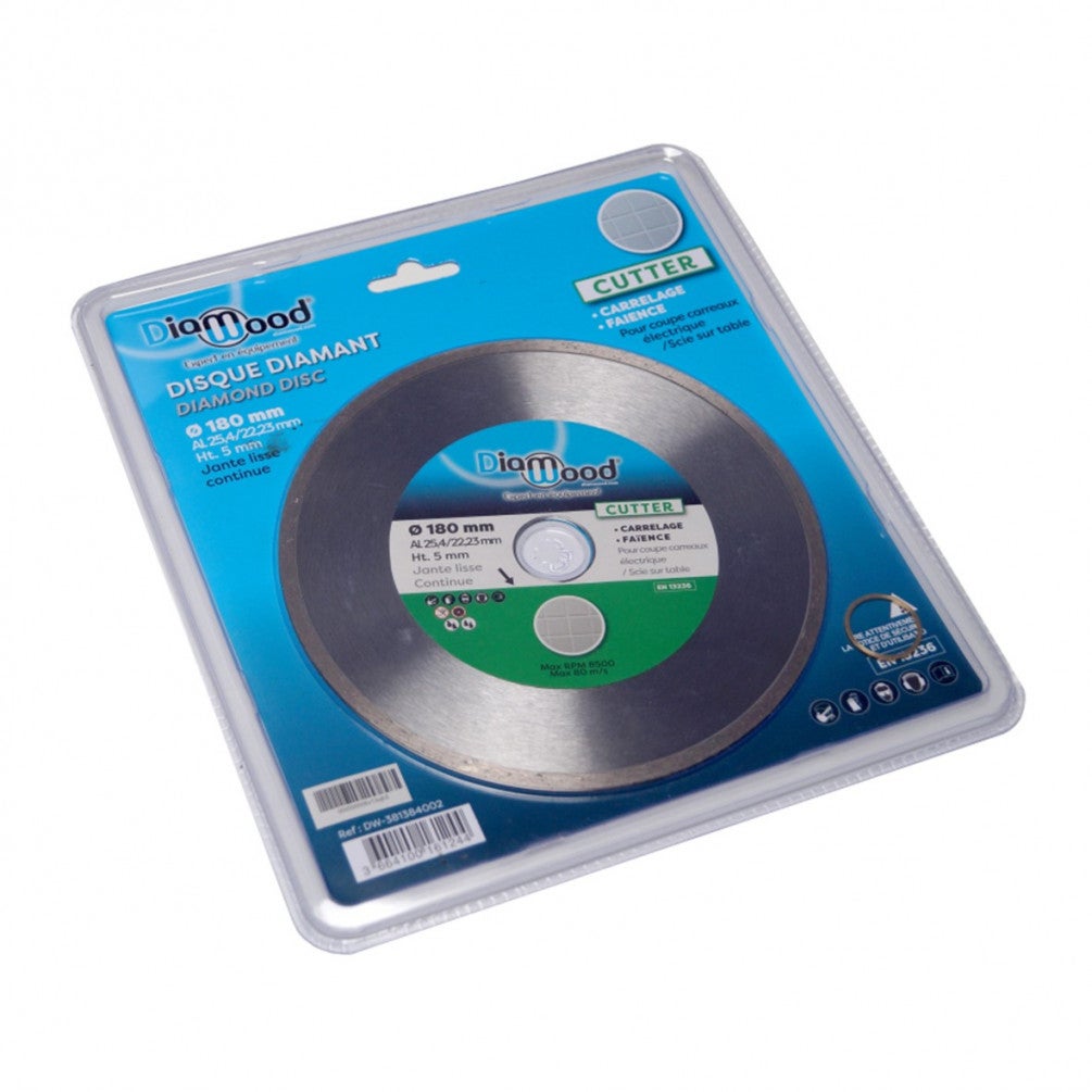Disque Diamant Carrelage et Faïence pour Meuleuse - Lame Diamantée à Tronçonner - Diamètre 180 mm - Al. 25,4/22,23 mm Hauteur 5 mm - CUTTER - DIAMWOOD - 7