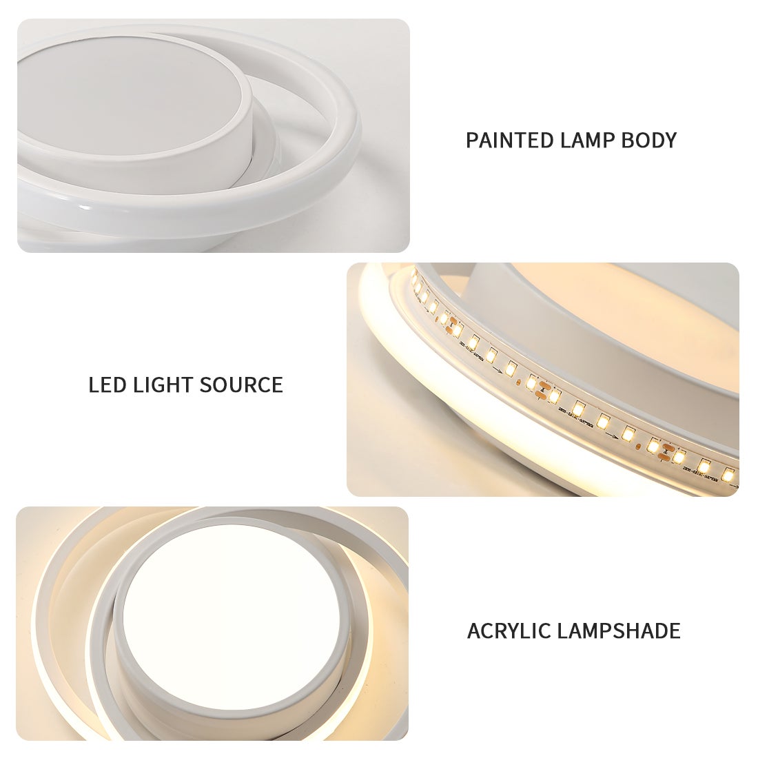 GOECO Lámpara de Techo LED Moderna, Lámpara de Techo Redonda, Blanco Cálido 3500K 32W 2500LM, Lámpara de Techo para Dormitorio Pasillo Cocina Balcón, - 8