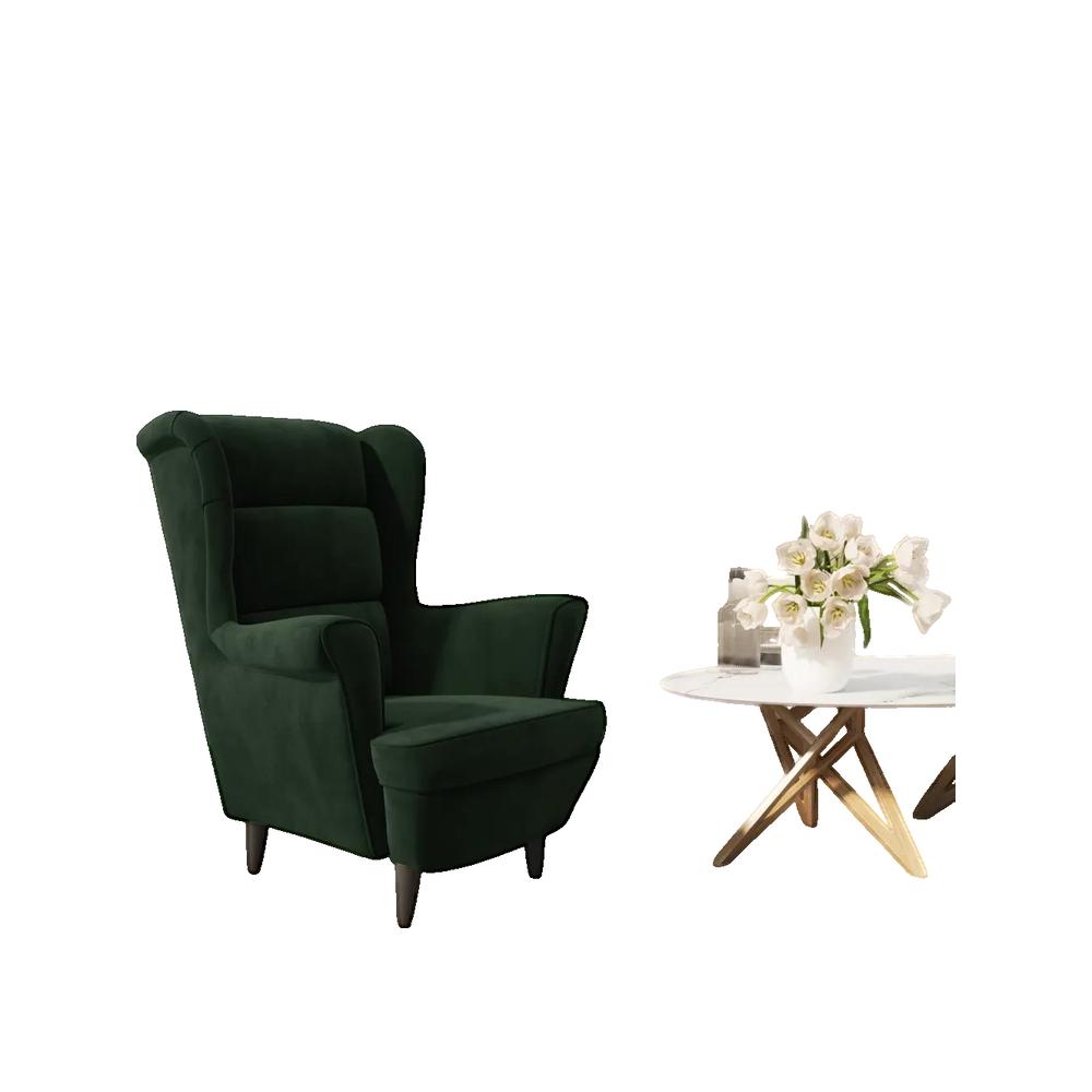 Fotel vidaXL aksamitny ciemnozielony elegancki i wygodny