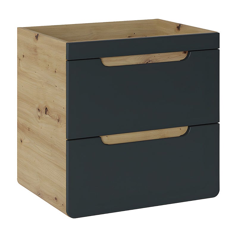 Szafka łazienkowa wisząca pod umywalkę w kolorze naturalnym i antracytowym – 60 cm - ARUBA