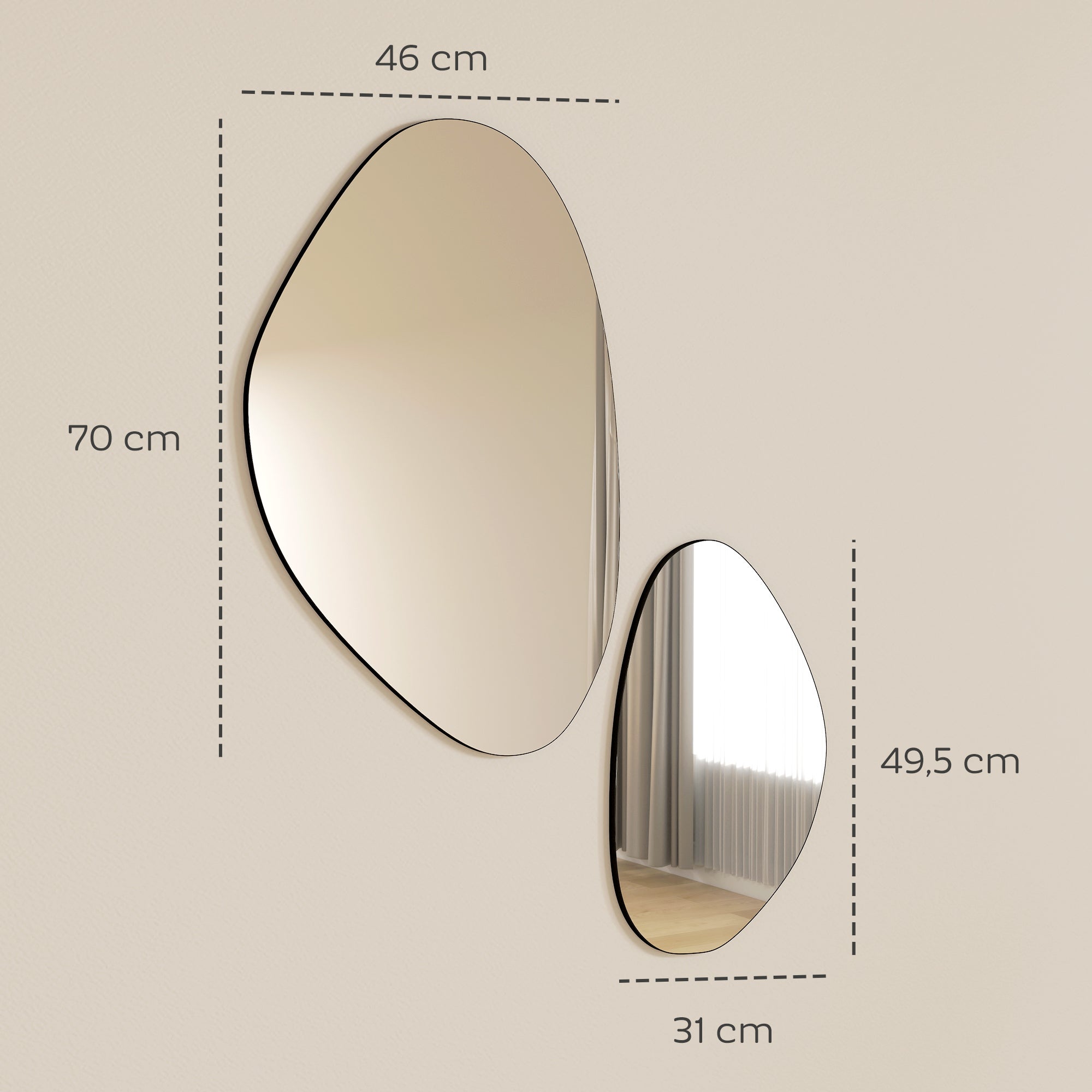Lot de 2 miroirs muraux verre HOMCOM - 3