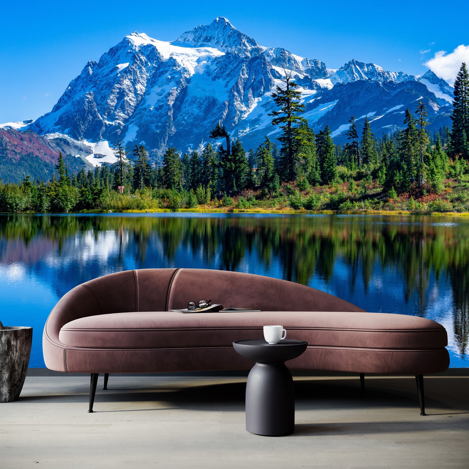 Muralo Papier Peint Intissé Photo Pour Salon MONTAGNES Forêt Lac Nature Paysage 3D 90cm x 60cm - 4