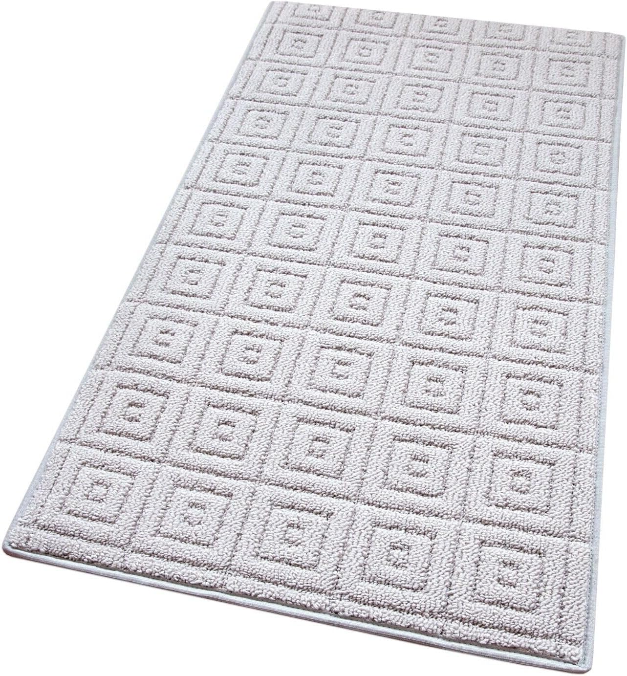 Alfombra de cocina 57x240 cm tejido 3d corredor absorbente base antideslizante color sólido cuadrado gris