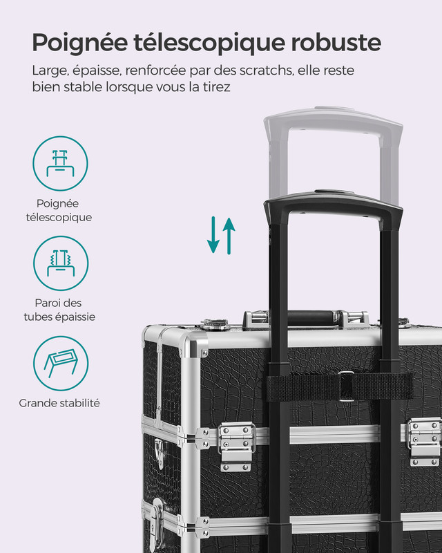 Valise à maquillage Mallette de maquillage Trolley à maquillage bijoux et cosmétique Beauty case Grande taille - 7