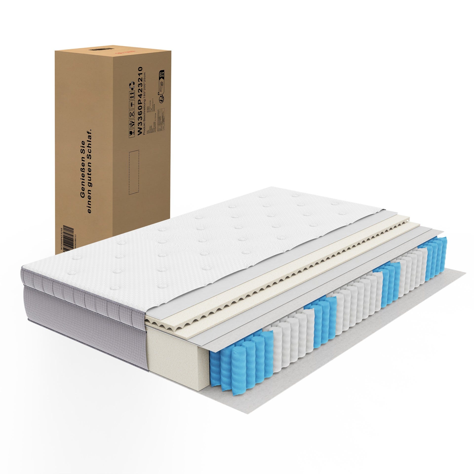 Materasso A Molle Insacchettate 90X200, Spessore 25 Cm Rivestimento In Microfibra Comfort 7 Zone Antibatterico 81773782 Materasso A Molle Insacchettate 90X200, Spessore 25 Cm Rivestimento In Microfibra Comfort 7 Zone Antibatterico 81773782