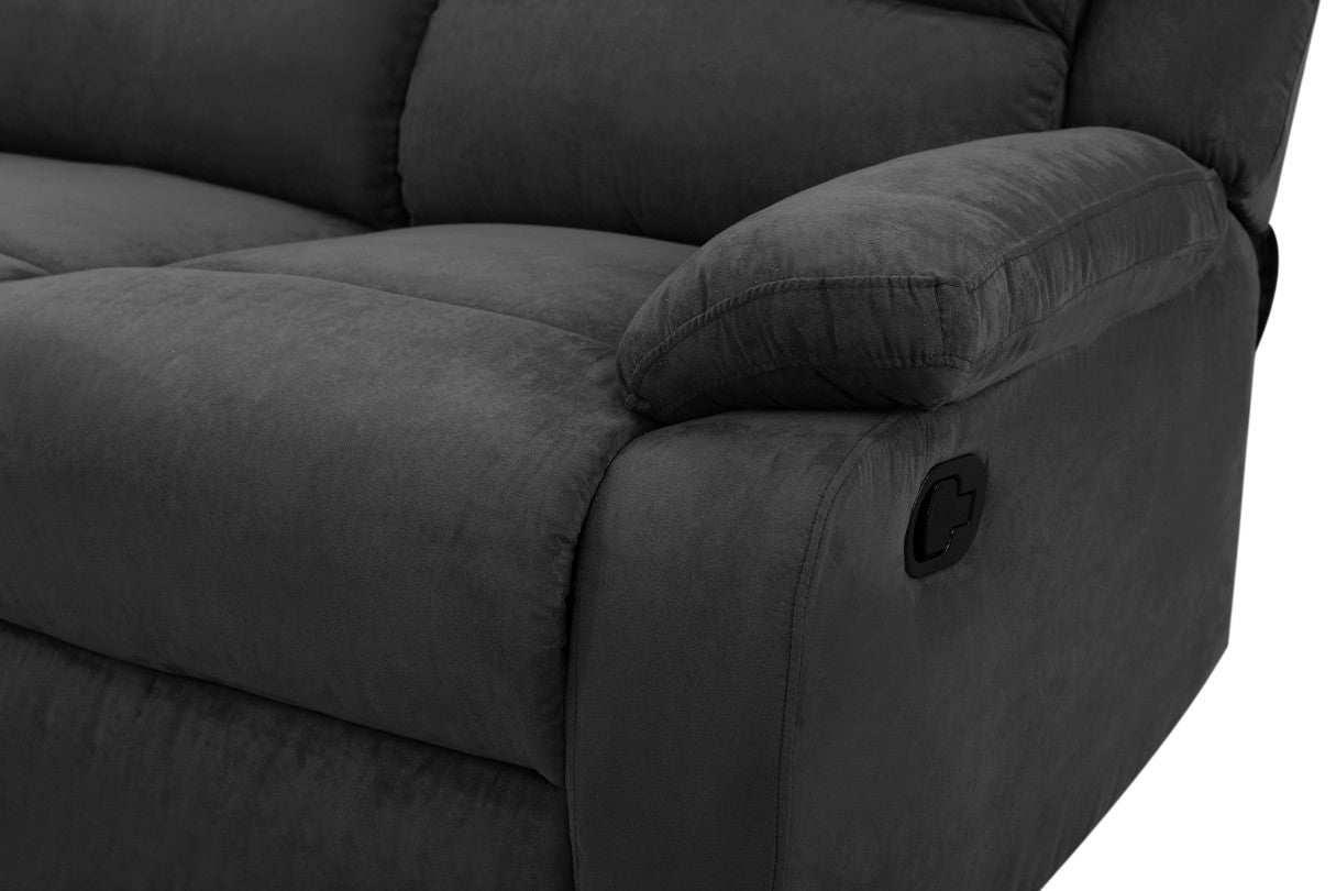 Loungitude - RELAXXO - Canapé Relaxation 3 places Microfibre LEO - Noir - 6