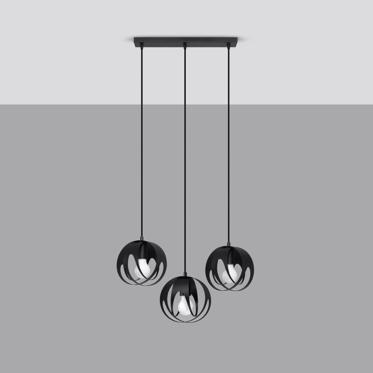 Lampa wisząca BRIVE 3L czarna LED 4000K - 50x16x117cm Sollux