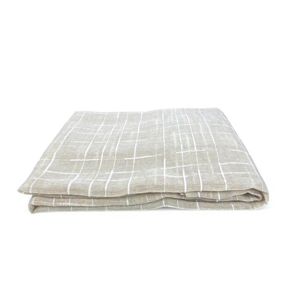 Paire de rideau moderne Lulù beige - tissu brodé géométrique, semi-transparent, montage facile, 2 feuilles PAIRE (2 CHIFFONS) CM. 60 X 240 MILLIMÈTRE - 2