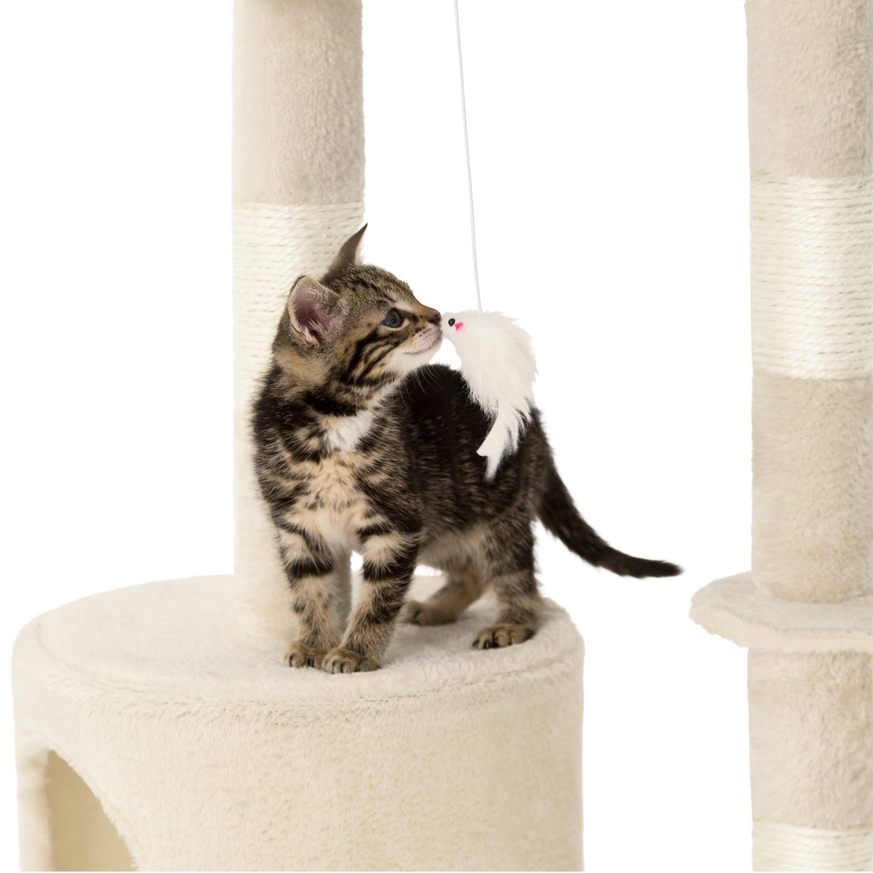 Arbre à chat de 142 cm de hauteur avec griffoir, hamac et peluches TECTAKE - 2