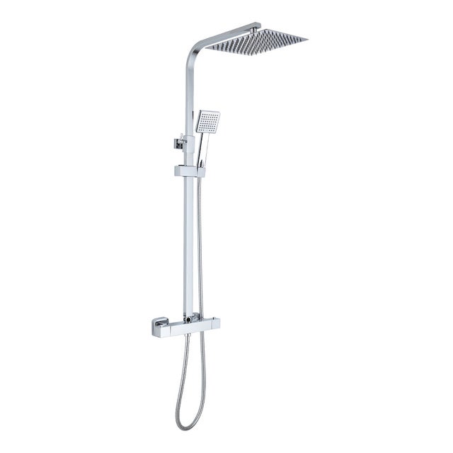 STANEW Colonna Doccia con Miscelatore Termostatico 38°,Termostato con Miscelatore Regolabile in Altezza,Kit Doccia Quadrato，Cromato